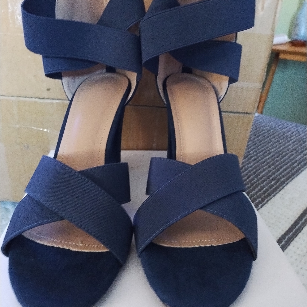 Navy Heeled Sandals
